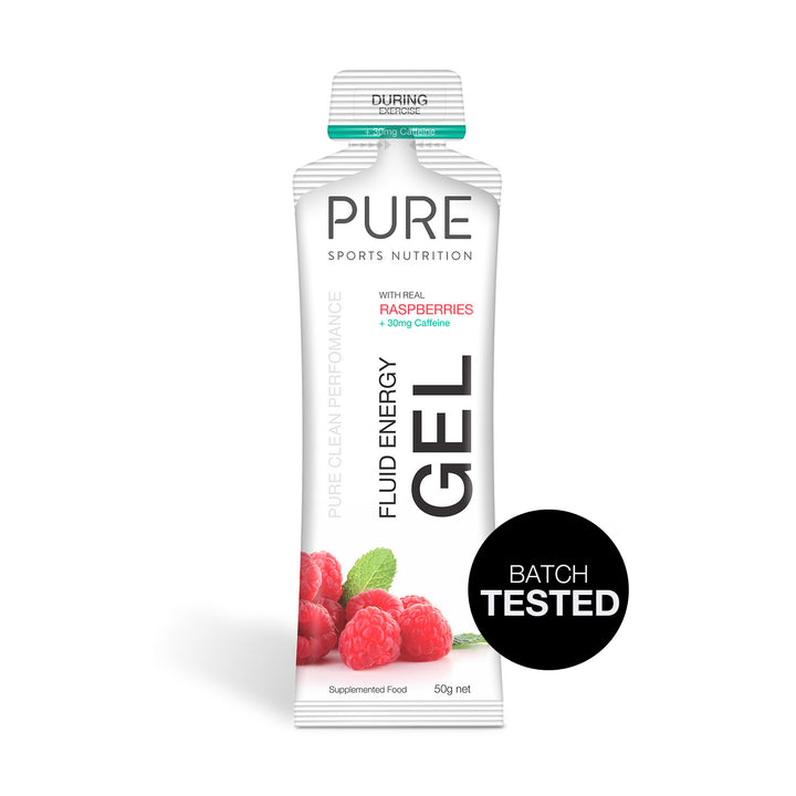 PURE Fluid Energy Gel - Raspberry + Caffeine Batch Tested