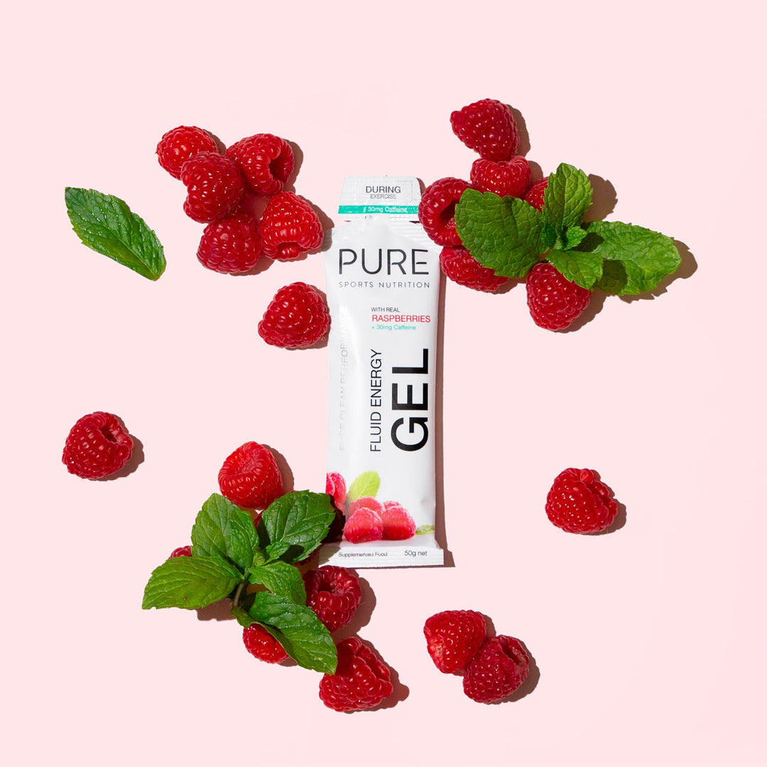 PURE Fluid Energy Gel - Raspberry + Caffeine – PURE Sports Nutrition
