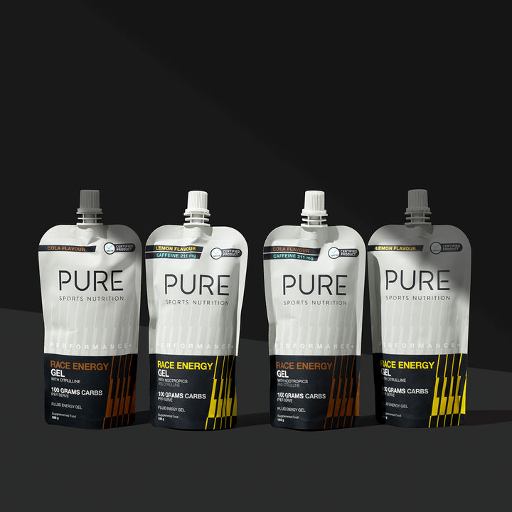 PURE Performance + Race Energy Gel 100 g Carb Pouch - Lemon