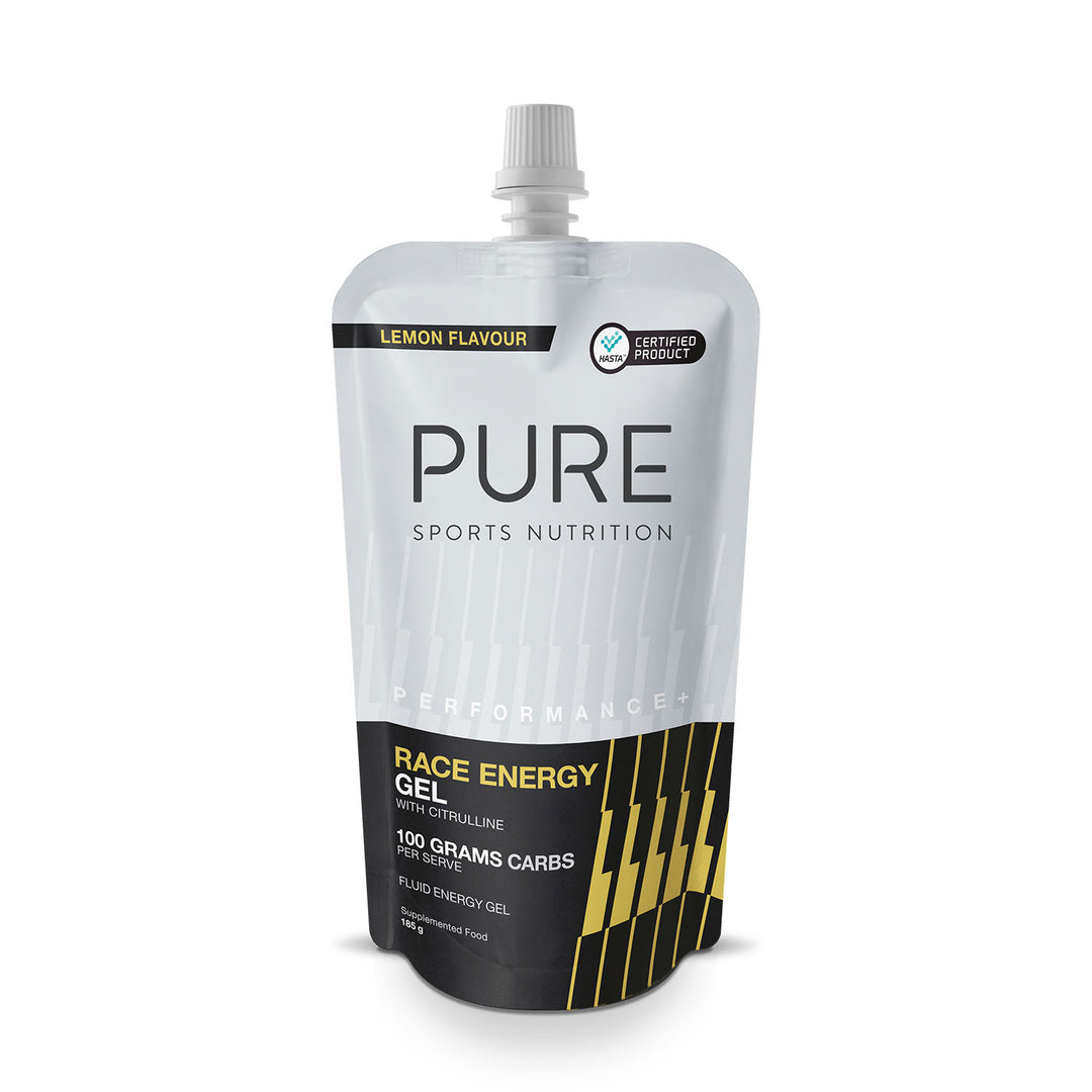 PURE Performance + Race Energy Gel 100 g Carb Pouch - Lemon