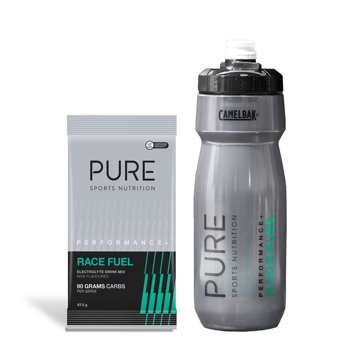 PURE Performance + Race Fuel Sachet and Camelbak Podium Bottle